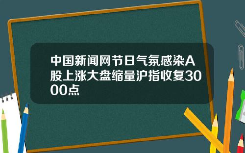 中国新闻网节日气氛感染A股上涨大盘缩量沪指收复3000点