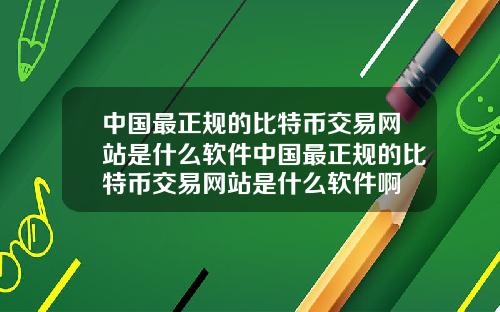 中国最正规的比特币交易网站是什么软件中国最正规的比特币交易网站是什么软件啊