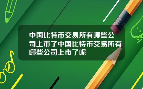 中国比特币交易所有哪些公司上市了中国比特币交易所有哪些公司上市了呢