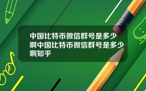 中国比特币微信群号是多少啊中国比特币微信群号是多少啊知乎
