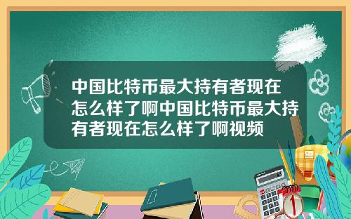 中国比特币最大持有者现在怎么样了啊中国比特币最大持有者现在怎么样了啊视频