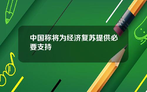 中国称将为经济复苏提供必要支持