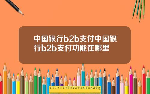 中国银行b2b支付中国银行b2b支付功能在哪里