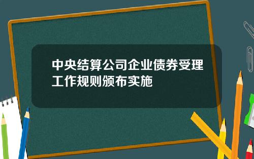 中央结算公司企业债券受理工作规则颁布实施