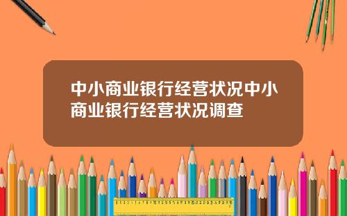 中小商业银行经营状况中小商业银行经营状况调查