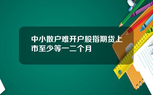 中小散户难开户股指期货上市至少等一二个月