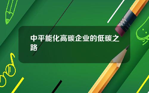 中平能化高碳企业的低碳之路