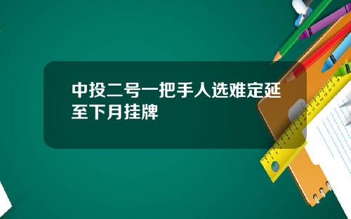 中投二号一把手人选难定延至下月挂牌