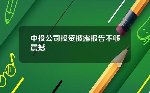 中投公司投资披露报告不够震撼