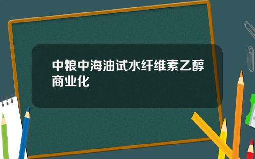 中粮中海油试水纤维素乙醇商业化