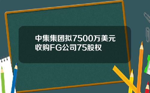 中集集团拟7500万美元收购FG公司75股权