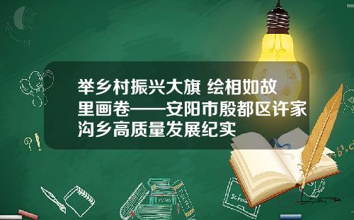 举乡村振兴大旗 绘相如故里画卷——安阳市殷都区许家沟乡高质量发展纪实