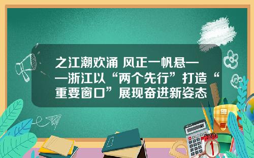 之江潮欢涌 风正一帆悬——浙江以“两个先行”打造“重要窗口”展现奋进新姿态