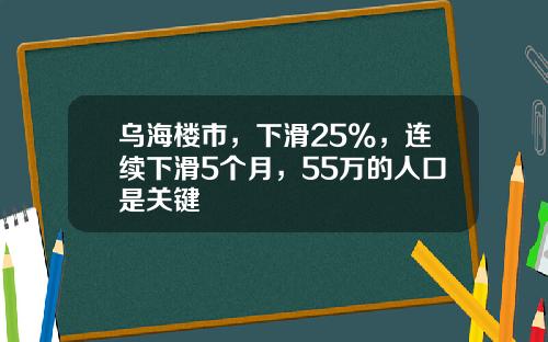 乌海楼市，下滑25%，连续下滑5个月，55万的人口是关键
