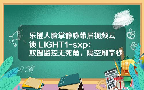 乐橙人脸掌静脉带屏视频云锁 LIGHT1-sxp：双摄监控无死角，隔空刷掌秒开门