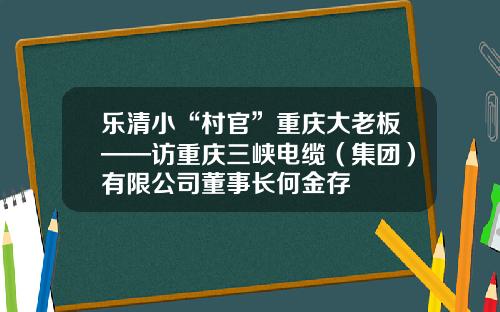 乐清小“村官”重庆大老板——访重庆三峡电缆（集团）有限公司董事长何金存