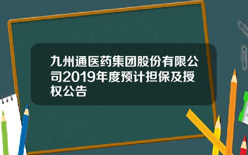 九州通医药集团股份有限公司2019年度预计担保及授权公告