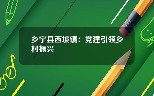 乡宁县西坡镇：党建引领乡村振兴