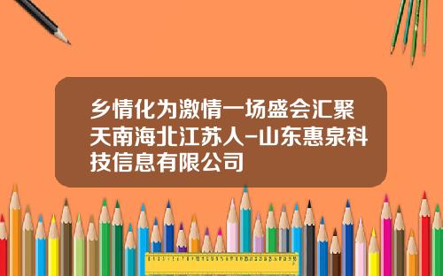 乡情化为激情一场盛会汇聚天南海北江苏人-山东惠泉科技信息有限公司