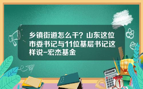 乡镇街道怎么干？山东这位市委书记与11位基层书记这样说-宏杰基金