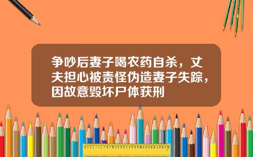 争吵后妻子喝农药自杀，丈夫担心被责怪伪造妻子失踪，因故意毁坏尸体获刑