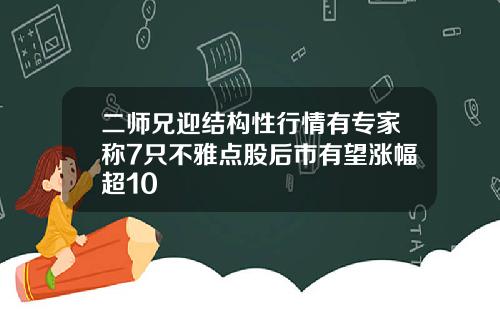 二师兄迎结构性行情有专家称7只不雅点股后市有望涨幅超10
