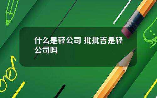 什么是轻公司 批批吉是轻公司吗