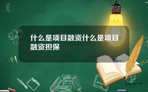 什么是项目融资什么是项目融资担保