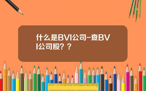 什么是BVI公司-查BVI公司股？？