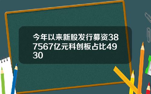 今年以来新股发行募资387567亿元科创板占比4930