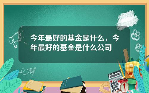 今年最好的基金是什么,今年最好的基金是什么公司