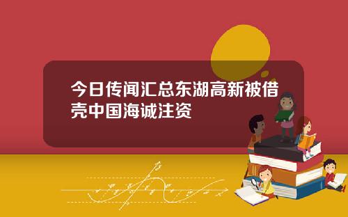 今日传闻汇总东湖高新被借壳中国海诚注资