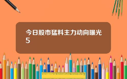 今日股市猛料主力动向曝光5