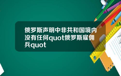 俄罗斯声明中非共和国境内没有任何quot俄罗斯雇佣兵quot