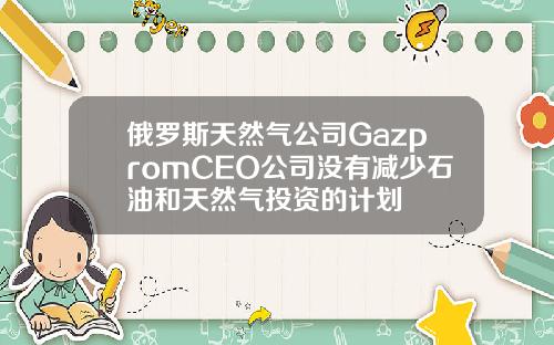 俄罗斯天然气公司GazpromCEO公司没有减少石油和天然气投资的计划