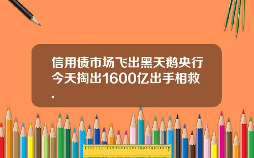 信用债市场飞出黑天鹅央行今天掏出1600亿出手相救.