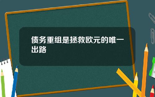 债务重组是拯救欧元的唯一出路