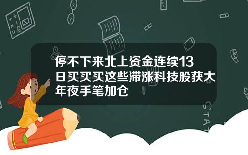 停不下来北上资金连续13日买买买这些滞涨科技股获大年夜手笔加仓