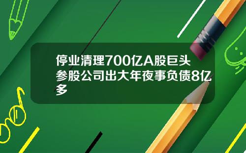 停业清理700亿A股巨头参股公司出大年夜事负债8亿多