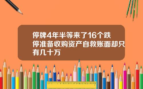 停牌4年半等来了16个跌停准备收购资产自救账面却只有几十万
