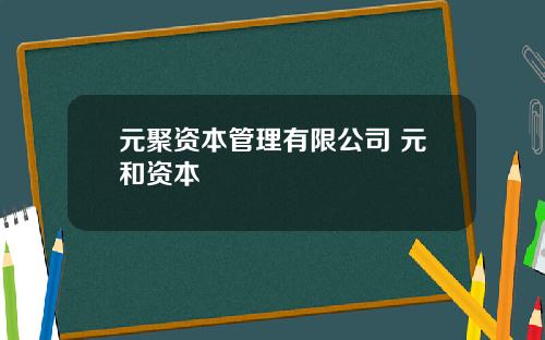 元聚资本管理有限公司 元和资本