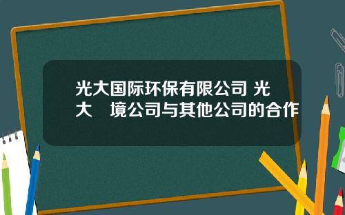 光大国际环保有限公司 光大環境公司与其他公司的合作