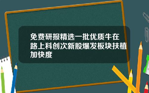 免费研报精选一批优质牛在路上科创次新股爆发板块扶植加快度