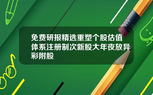 免费研报精选重塑个股估值体系注册制次新股大年夜放异彩附股