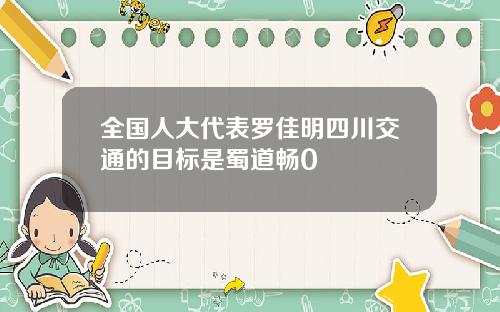 全国人大代表罗佳明四川交通的目标是蜀道畅0