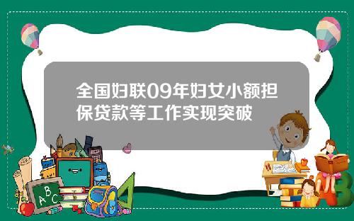 全国妇联09年妇女小额担保贷款等工作实现突破