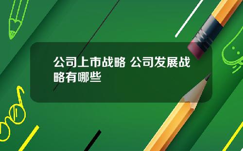 公司上市战略 公司发展战略有哪些