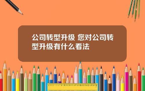 公司转型升级 您对公司转型升级有什么看法
