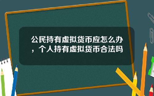公民持有虚拟货币应怎么办,个人持有虚拟货币合法吗