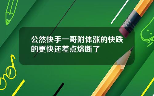 公然快手一哥附体涨的快跌的更快还差点熔断了